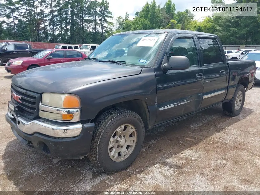 2005 GMC Sierra 1500 Sle VIN: 2GTEK13T051194617 Lot: 45520153