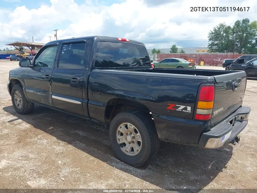 2005 GMC Sierra 1500 Sle VIN: 2GTEK13T051194617 Lot: 45520153