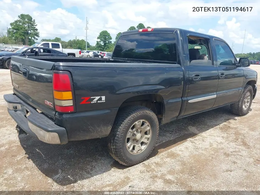 2005 GMC Sierra 1500 Sle VIN: 2GTEK13T051194617 Lot: 45520153