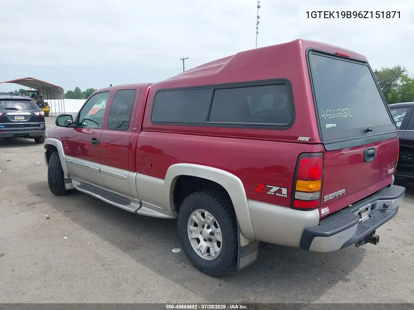 2006 GMC Sierra 1500 Hybrid Sl/Sle1/Sle2/Slt/Work Truck VIN: 1GTEK19B96Z151871 Lot: 45665682
