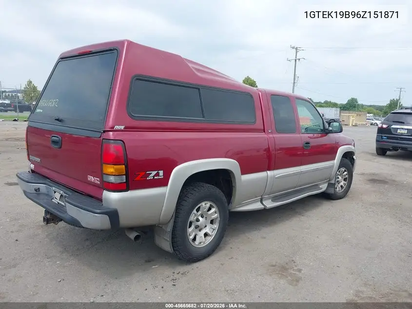 2006 GMC Sierra 1500 Hybrid Sl/Sle1/Sle2/Slt/Work Truck VIN: 1GTEK19B96Z151871 Lot: 45665682