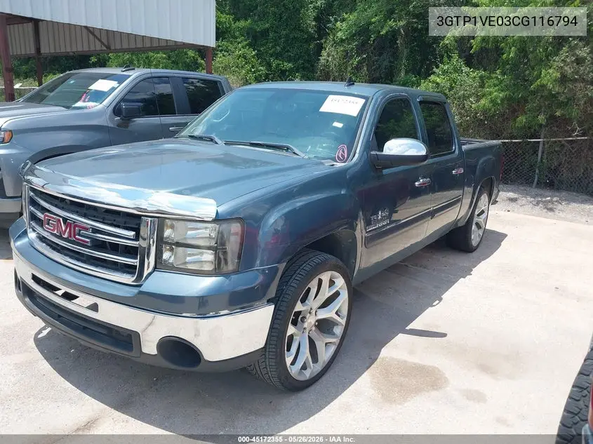 2012 GMC Sierra 1500 Sle VIN: 3GTP1VE03CG116794 Lot: 45172355