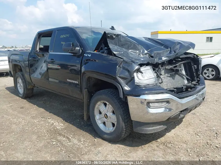 2016 GMC Sierra K1500 Sle VIN: 3GTU2MEC8GG111472 Lot: 12636372