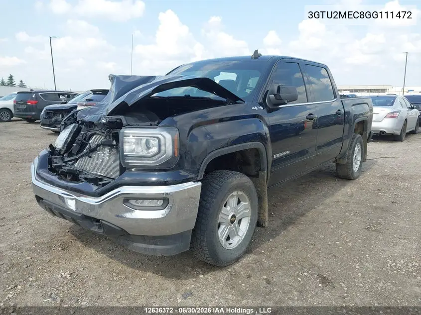 2016 GMC Sierra K1500 Sle VIN: 3GTU2MEC8GG111472 Lot: 12636372