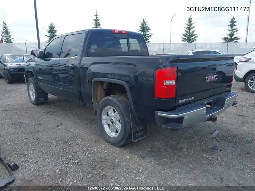 2016 GMC Sierra K1500 Sle VIN: 3GTU2MEC8GG111472 Lot: 12636372