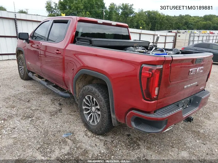 2021 GMC Sierra 1500 4Wd Short Box At4 VIN: 3GTU9EET1MG189881 Lot: 45406741