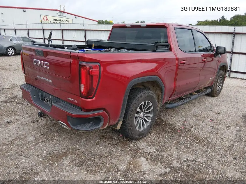 2021 GMC Sierra 1500 4Wd Short Box At4 VIN: 3GTU9EET1MG189881 Lot: 45406741