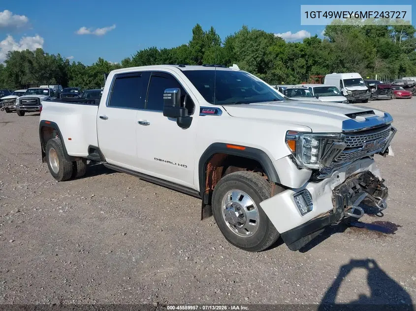 2021 GMC Sierra 3500Hd 4Wd Long Bed Denali VIN: 1GT49WEY6MF243727 Lot: 45589957
