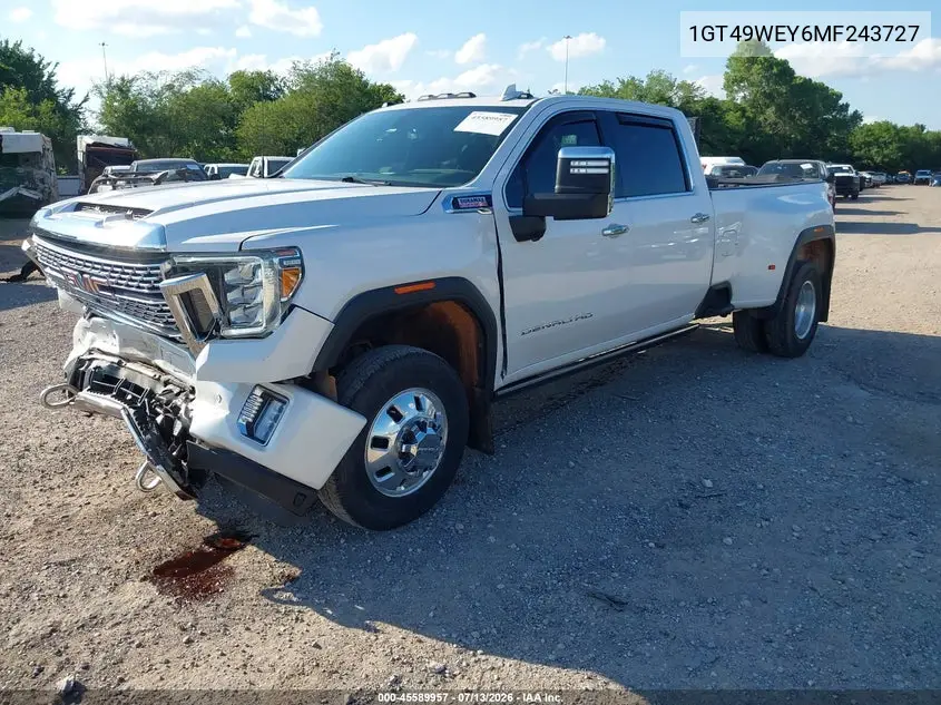 2021 GMC Sierra 3500Hd 4Wd Long Bed Denali VIN: 1GT49WEY6MF243727 Lot: 45589957