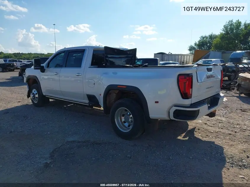2021 GMC Sierra 3500Hd 4Wd Long Bed Denali VIN: 1GT49WEY6MF243727 Lot: 45589957