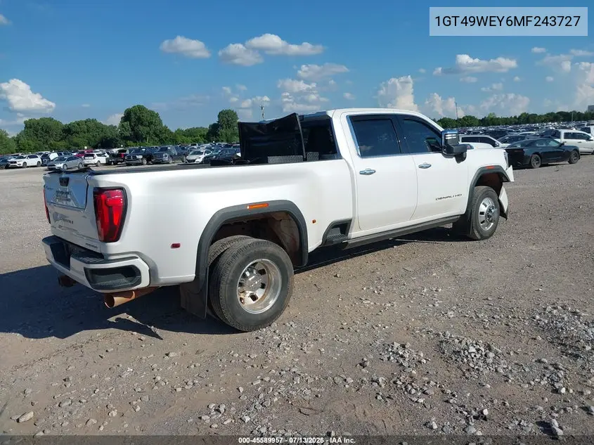 2021 GMC Sierra 3500Hd 4Wd Long Bed Denali VIN: 1GT49WEY6MF243727 Lot: 45589957