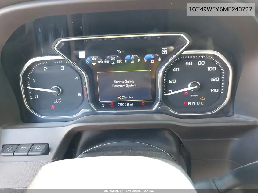 2021 GMC Sierra 3500Hd 4Wd Long Bed Denali VIN: 1GT49WEY6MF243727 Lot: 45589957