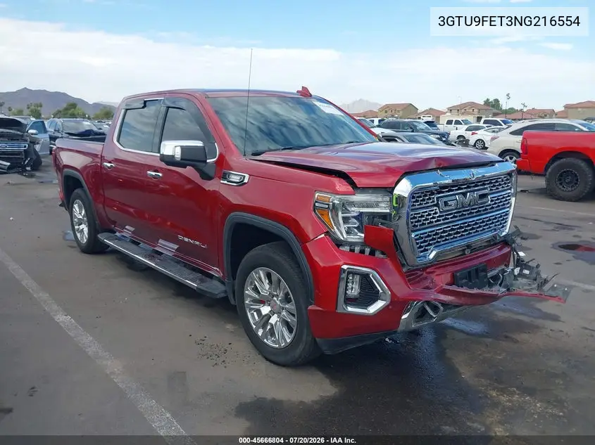2022 GMC Sierra 1500 Limited 4Wd Short Box Denali VIN: 3GTU9FET3NG216554 Lot: 45666804