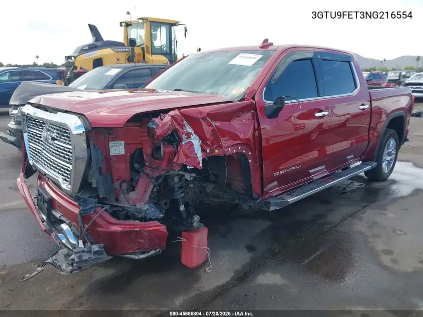 2022 GMC Sierra 1500 Limited 4Wd Short Box Denali VIN: 3GTU9FET3NG216554 Lot: 45666804
