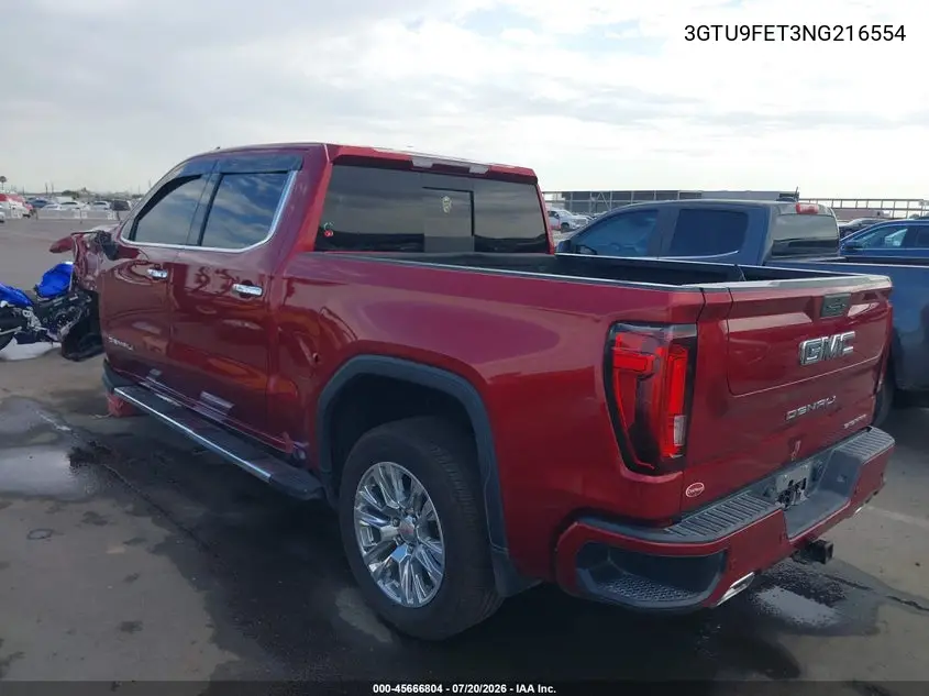 2022 GMC Sierra 1500 Limited 4Wd Short Box Denali VIN: 3GTU9FET3NG216554 Lot: 45666804