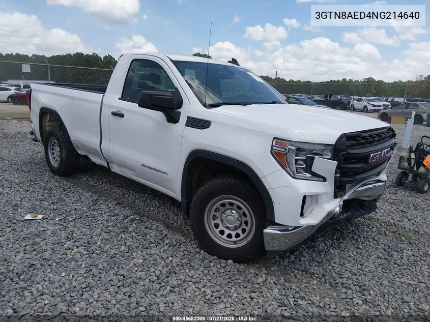 2022 GMC Sierra 1500 Limited 2Wd Long Box Pro VIN: 3GTN8AED4NG214640 Lot: 45682369