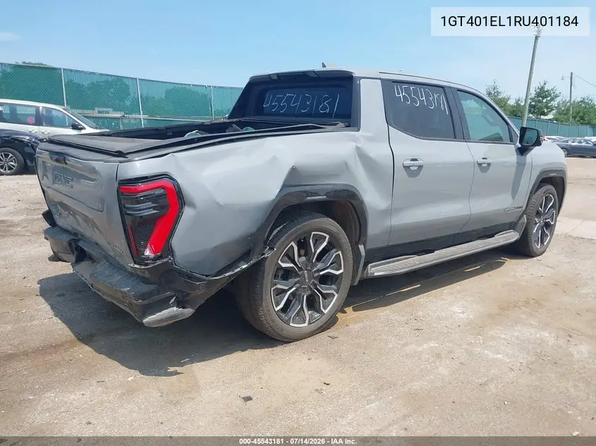 2024 GMC Sierra Ev Denali Edition 1 VIN: 1GT401EL1RU401184 Lot: 45543181