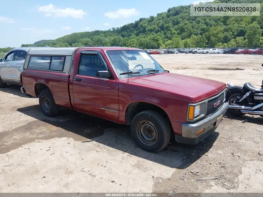 1992 GMC Sonoma VIN: 1GTCS14A2N8520838 Lot: 45493213
