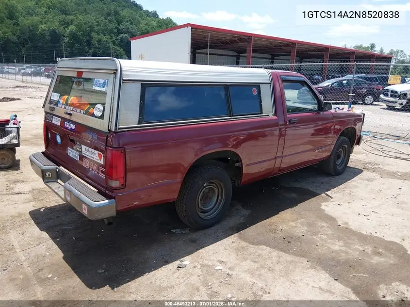 1992 GMC Sonoma VIN: 1GTCS14A2N8520838 Lot: 45493213