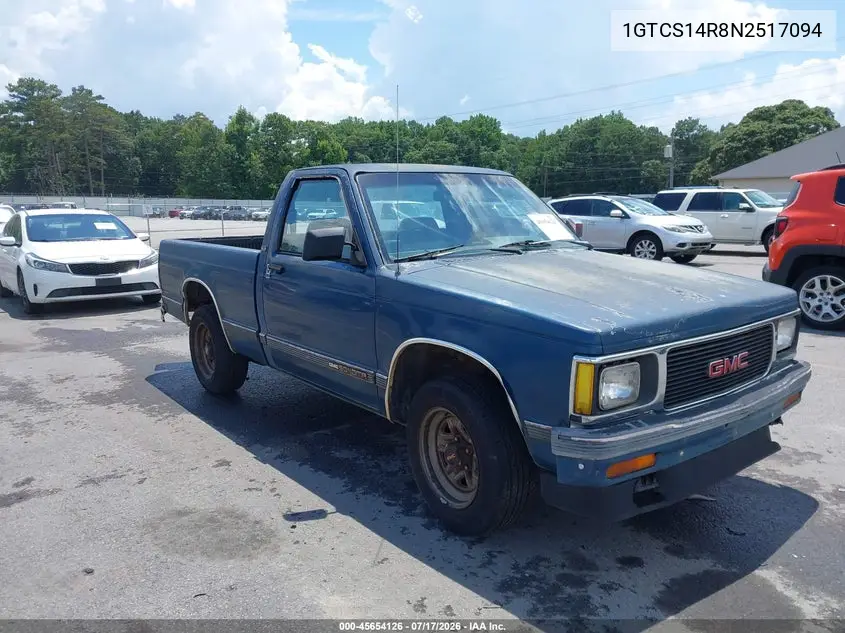 1992 GMC Sonoma VIN: 1GTCS14R8N2517094 Lot: 45654126