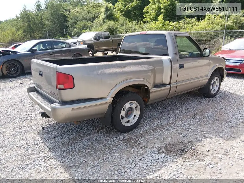 1998 GMC Sonoma Sls Sportside VIN: 1GTCS14X6W8510111 Lot: 45354886