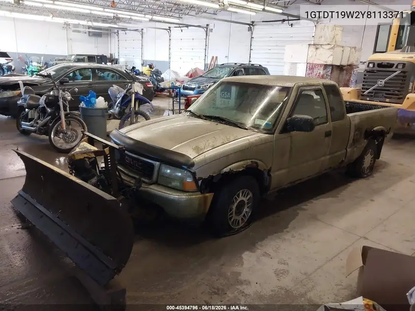 2000 GMC Sonoma Sls VIN: 1GTDT19W2Y8113371 Lot: 45394796