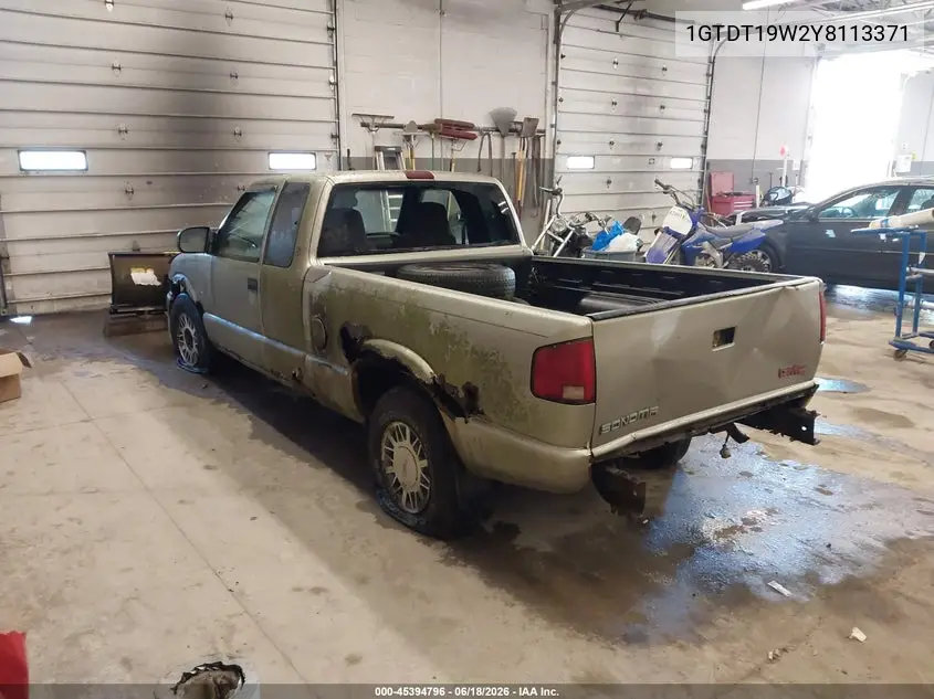 2000 GMC Sonoma Sls VIN: 1GTDT19W2Y8113371 Lot: 45394796