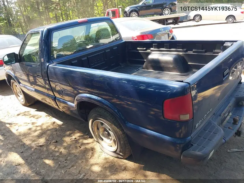 2000 GMC Sonoma Sls VIN: 1GTCS1445YK193675 Lot: 45408752