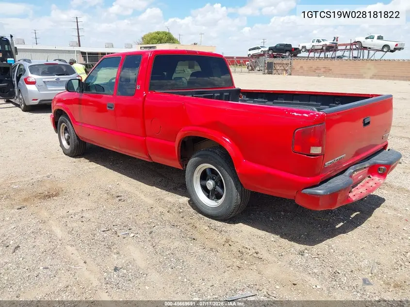 2002 GMC Sonoma Sls VIN: 1GTCS19W028181822 Lot: 45669691