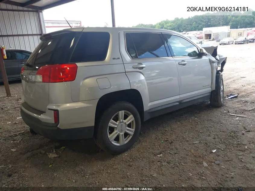 2016 GMC Terrain Sle-1 VIN: 2GKALMEK9G6214181 Lot: 45544792