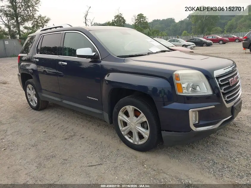 2016 GMC Terrain Slt VIN: 2GKALPEK3G6152701 Lot: 45655118