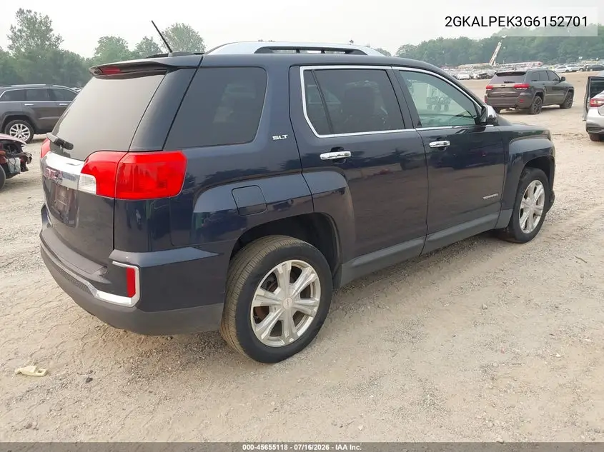 2016 GMC Terrain Slt VIN: 2GKALPEK3G6152701 Lot: 45655118