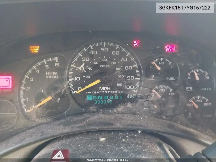 3GKFK16T7YG167222 2000 GMC Yukon Xl 1500 Slt