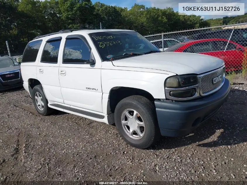 1GKEK63U11J152726 2001 GMC Yukon Denali