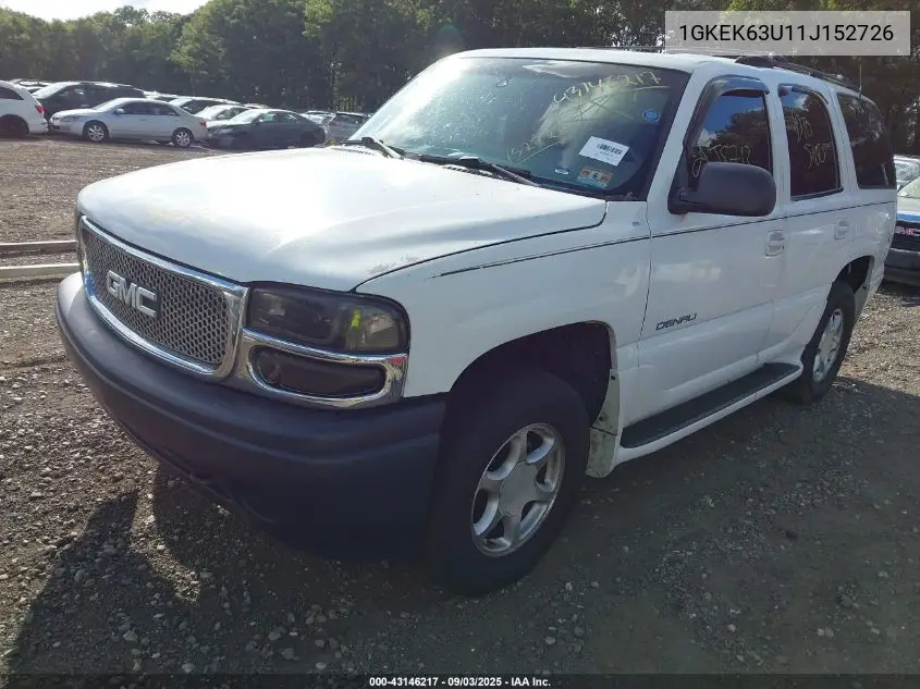 1GKEK63U11J152726 2001 GMC Yukon Denali