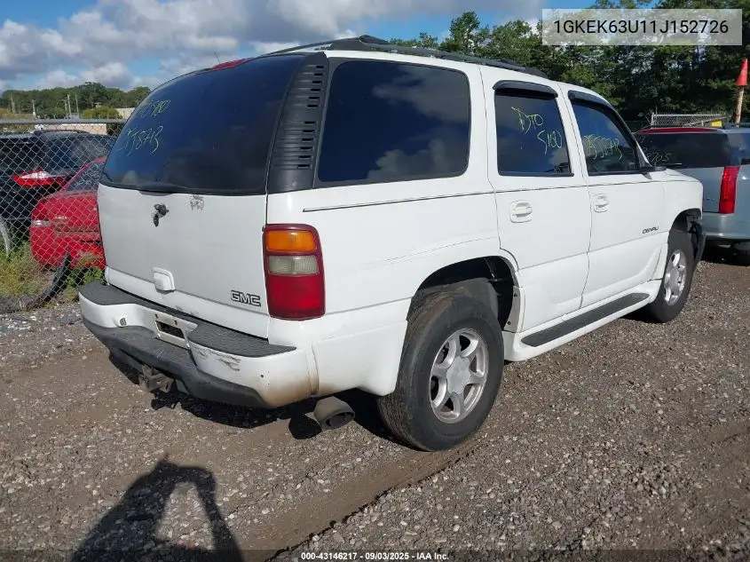 1GKEK63U11J152726 2001 GMC Yukon Denali