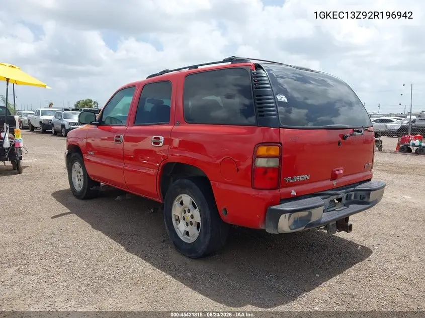 2002 GMC Yukon Slt VIN: 1GKEC13Z92R196942 Lot: 45421815