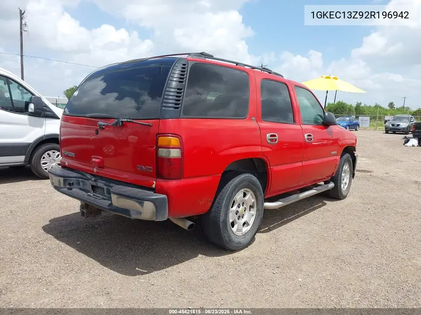2002 GMC Yukon Slt VIN: 1GKEC13Z92R196942 Lot: 45421815