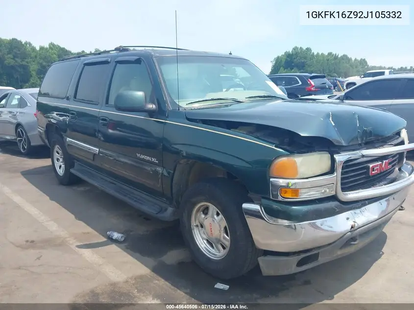 2002 GMC Yukon Xl 1500 Slt VIN: 1GKFK16Z92J105332 Lot: 45640506