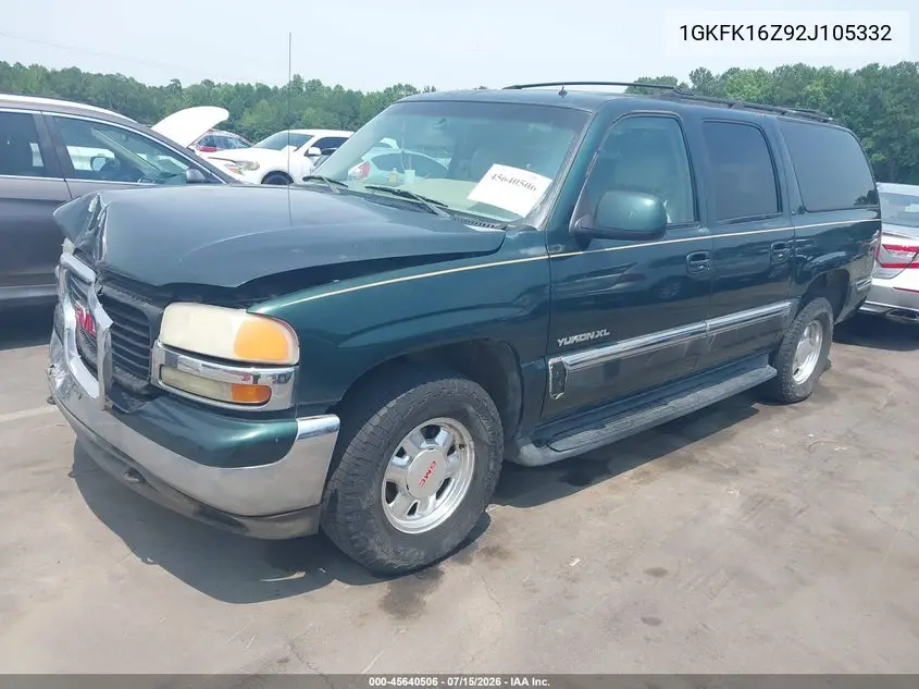 2002 GMC Yukon Xl 1500 Slt VIN: 1GKFK16Z92J105332 Lot: 45640506