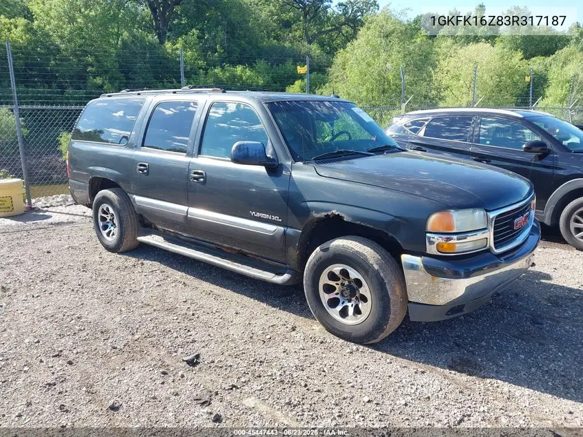 2003 GMC Yukon Xl 1500 Slt VIN: 1GKFK16Z83R317187 Lot: 45447443