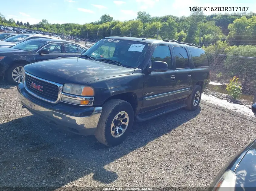 2003 GMC Yukon Xl 1500 Slt VIN: 1GKFK16Z83R317187 Lot: 45447443
