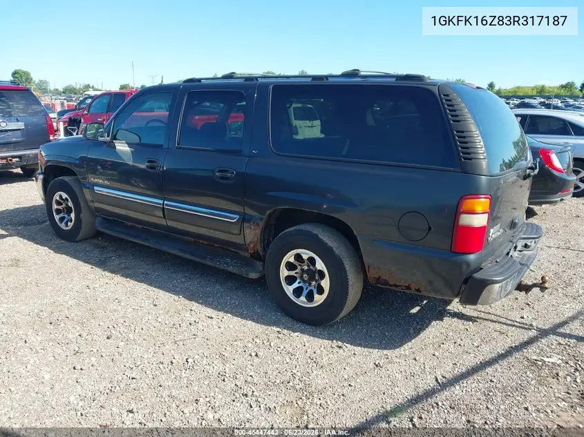 2003 GMC Yukon Xl 1500 Slt VIN: 1GKFK16Z83R317187 Lot: 45447443