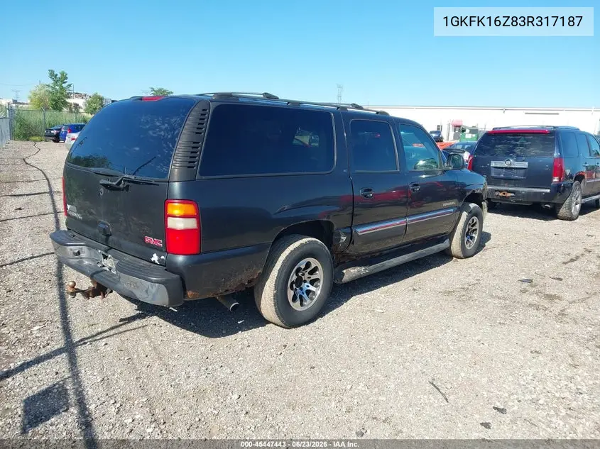 2003 GMC Yukon Xl 1500 Slt VIN: 1GKFK16Z83R317187 Lot: 45447443