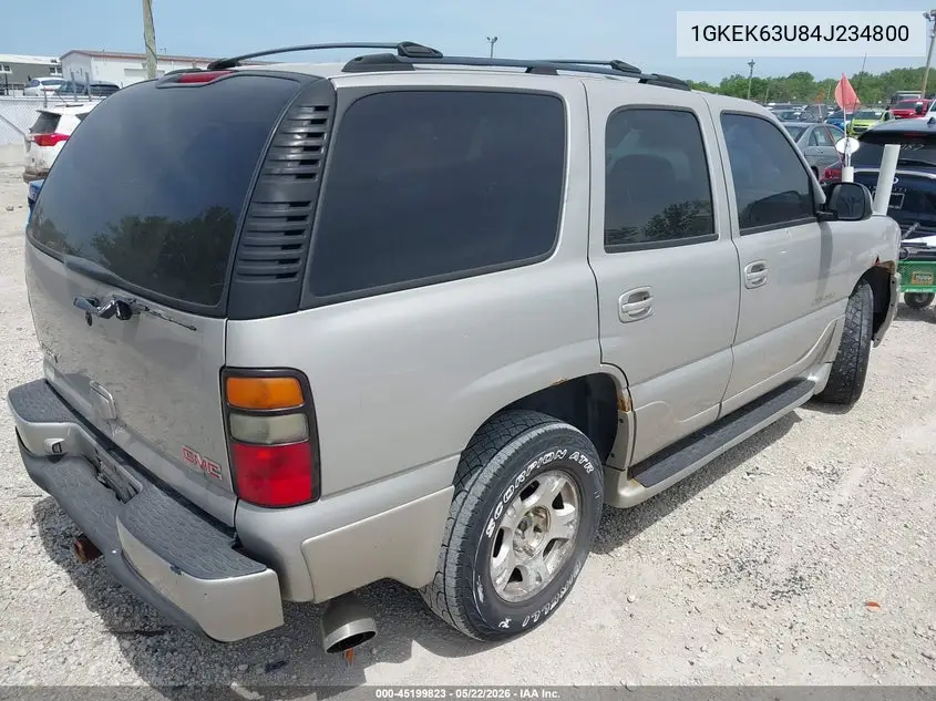 2004 GMC Yukon Denali VIN: 1GKEK63U84J234800 Lot: 45199823