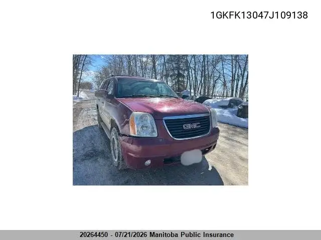 2007 GMC Yukon VIN: 1GKFK13047J109138 Lot: 20264450