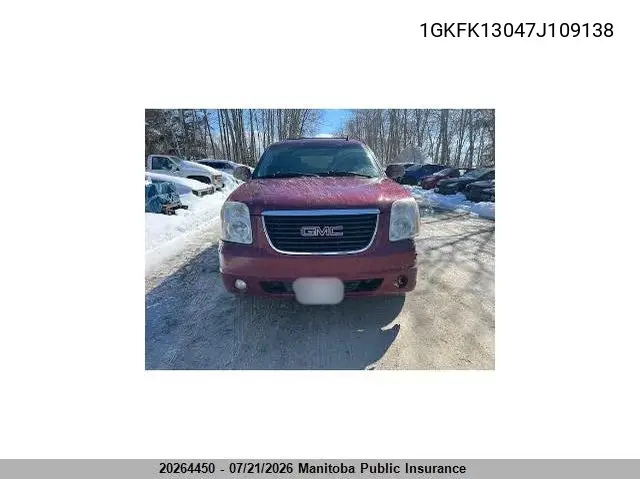 2007 GMC Yukon VIN: 1GKFK13047J109138 Lot: 20264450