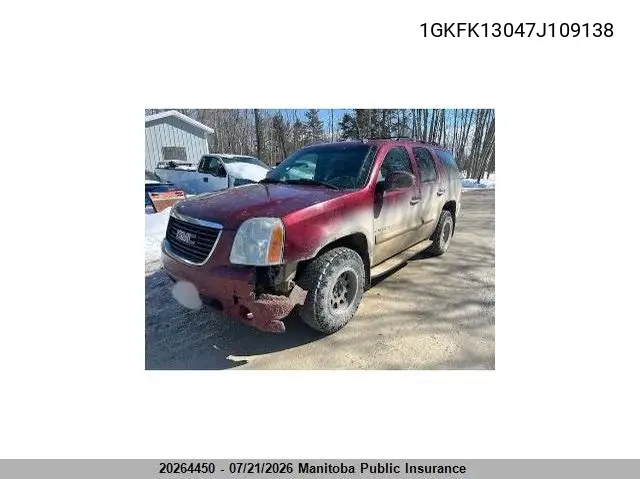 2007 GMC Yukon VIN: 1GKFK13047J109138 Lot: 20264450