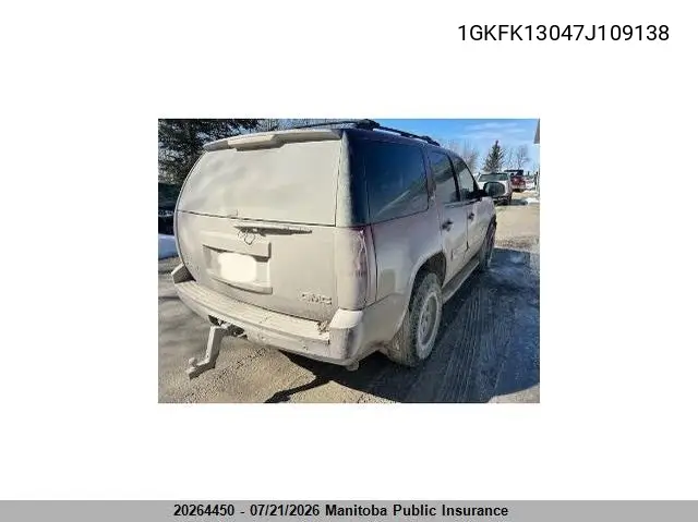 2007 GMC Yukon VIN: 1GKFK13047J109138 Lot: 20264450