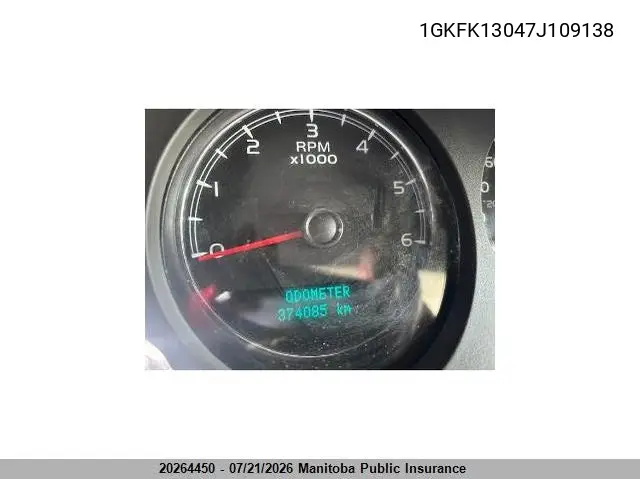 2007 GMC Yukon VIN: 1GKFK13047J109138 Lot: 20264450